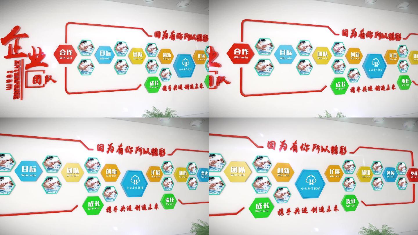 企业文化墙公司文化理念照片展示ae模板