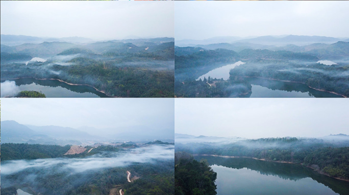 仙境云雾缭绕清晨山水画
