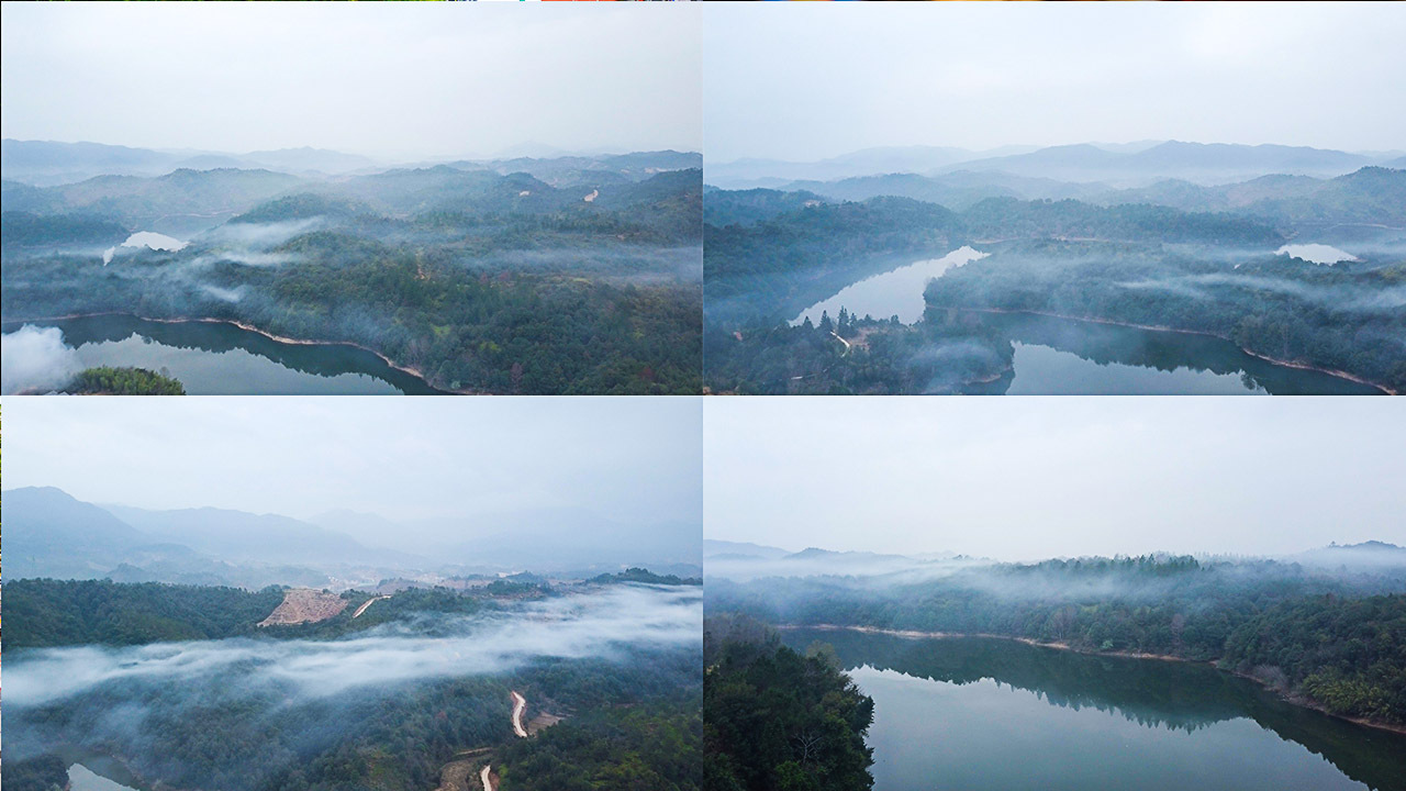 仙境云雾缭绕清晨山水画