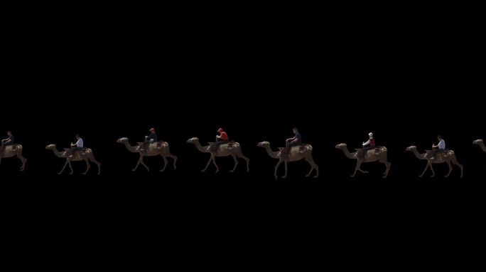 骆驼驼队骑骆驼走动视频