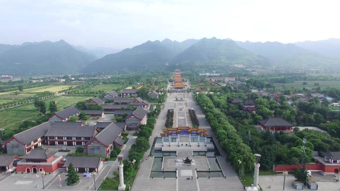 中国古建筑终南山周至楼观台航拍05