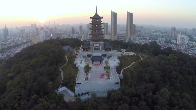 佛山南海千灯湖礌岗公园城中村城市建筑航拍