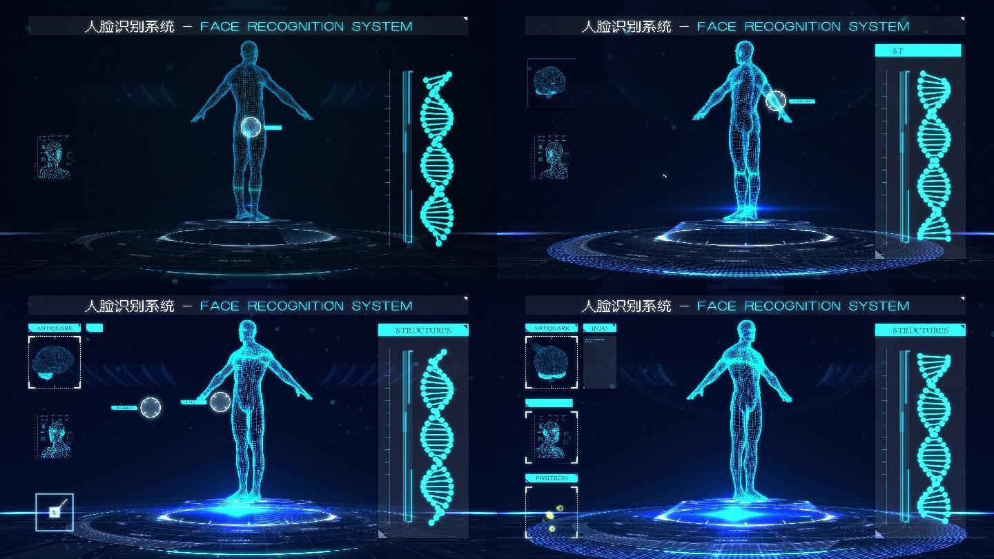 智能科技感人体扫描人脸识别系统ae模板