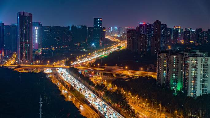 成都三环路夜景车流延时摄影