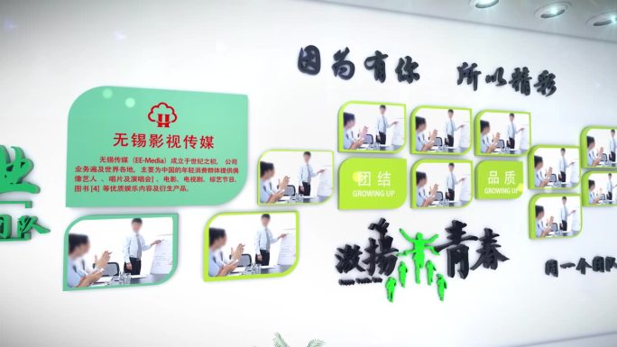 绿色环保企业文化墙宣传展示ae模板