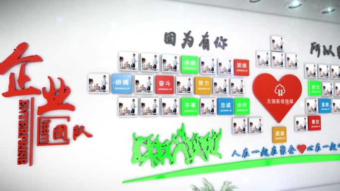 大气企业文化墙团队宣传照片墙展示ae模板