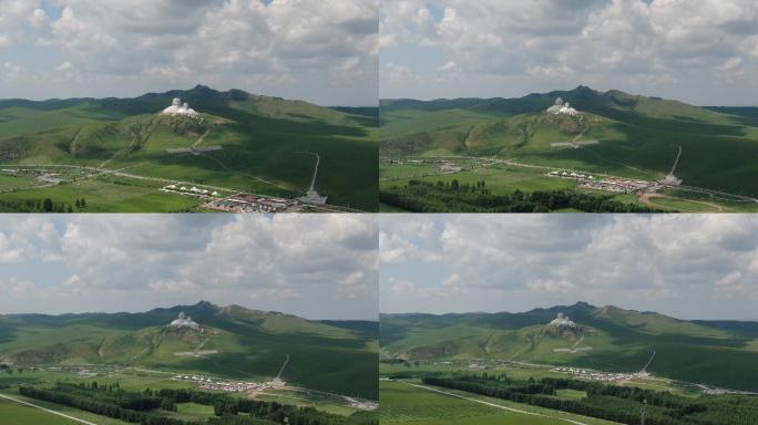 航拍内蒙古草原成吉思汗石像4k
