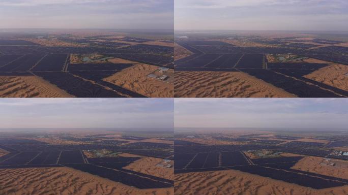 4K-原素材-腾格里沙漠电厂航拍