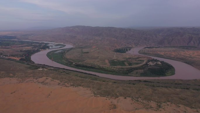 4K-原素材-沙坡头黄河航拍