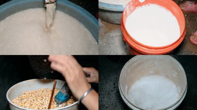 4k拍摄传统制作豆腐生产加工