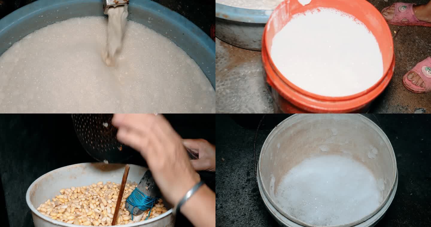 4k拍摄传统制作豆腐生产加工