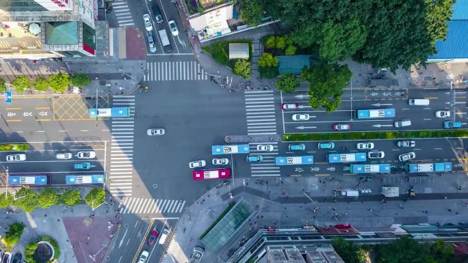 深圳罗湖东门车流延时航拍