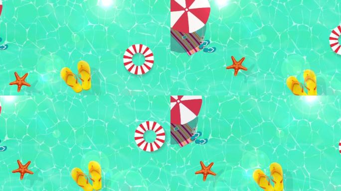 卡通循环背景-夏日泳池