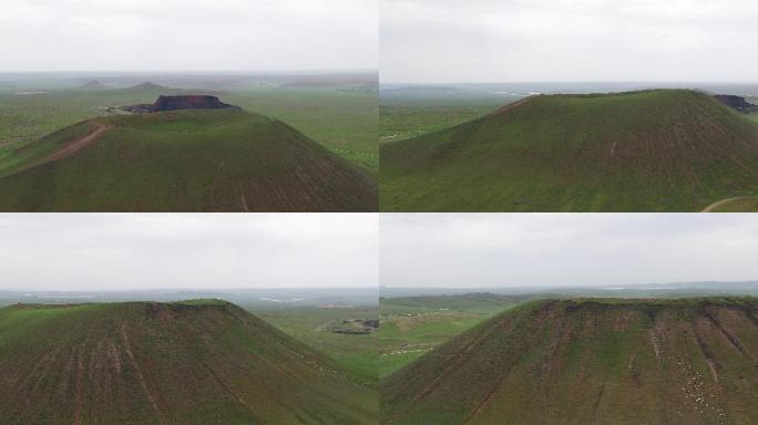 航拍高清乌兰察布五号火山景区