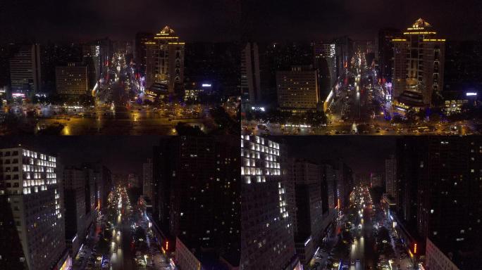 4K-原素材-石家庄广安大街夜景航拍