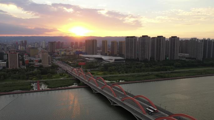 4K-原素材-太原漪汾桥滨河体育中心航拍