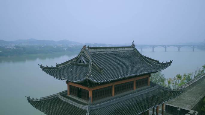 航拍赣州非物质文化遗产浮桥