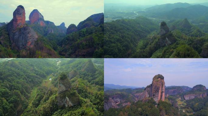 航拍赣州旅游风景翠微峰