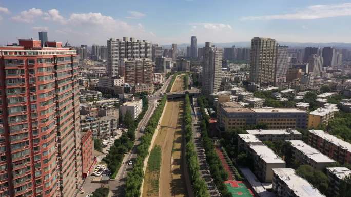 4K-原素材-太原市南沙河航拍