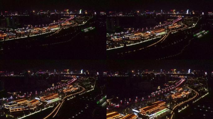 4K汉中古汉台夜景航拍视频素材