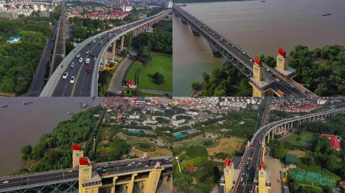 南京长江大桥航拍延时