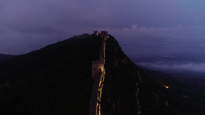 4K长城夜景航拍