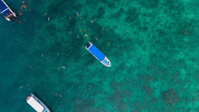 海洋旅游视频印度洋上浮潜的游客