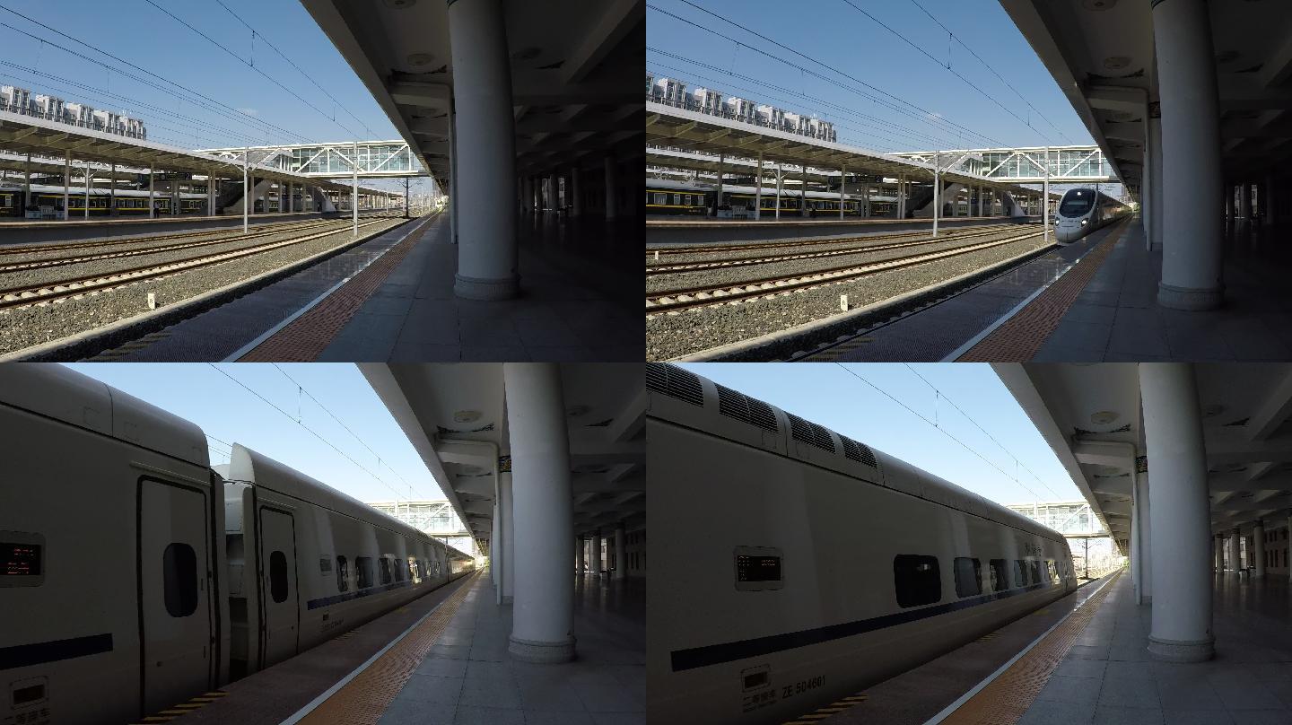 4K-原素材-火车进站高铁进站
