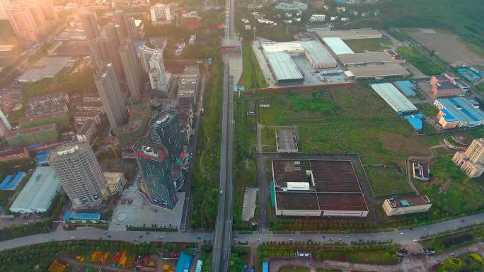 宜昌市城市景色自贸区航拍4k