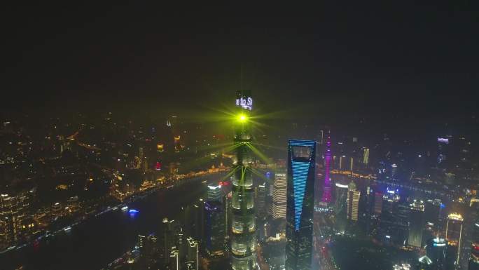 4K原素材-上海中心摩天大楼灯光秀