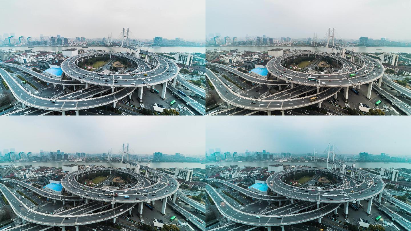 上海南浦大桥车流延时夜景