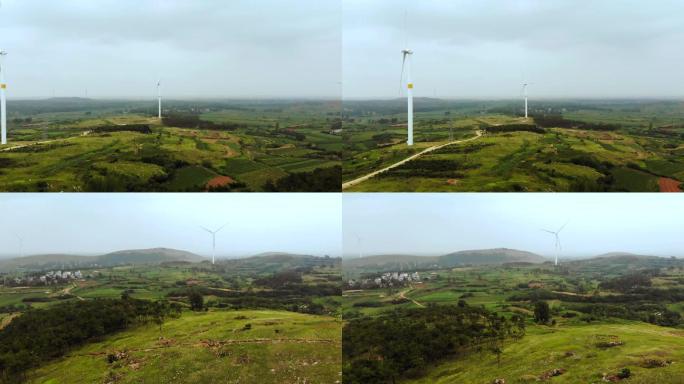 山顶上的风力发电绿色能源