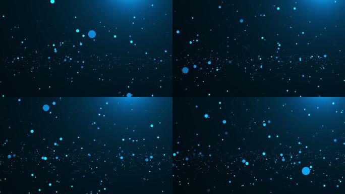 科技感蓝色粒子光斑上升视频背景