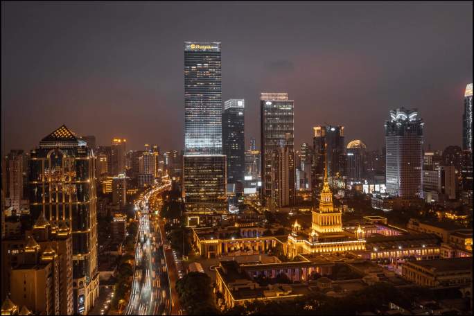 上海延时车流夜景科恩大厦