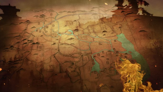 水墨中国风-古代战争地图背景led