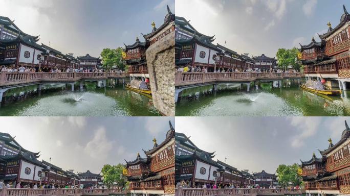 上海城隍庙延时人流九曲桥