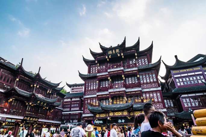上海城隍庙延时人流