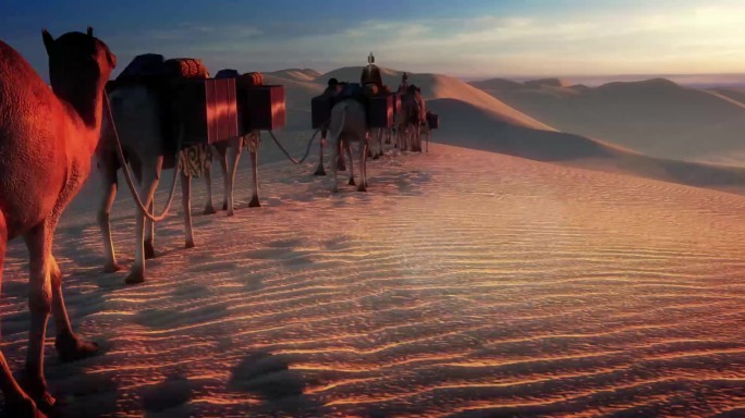 【三维】丝绸之路沙漠骆驼商队