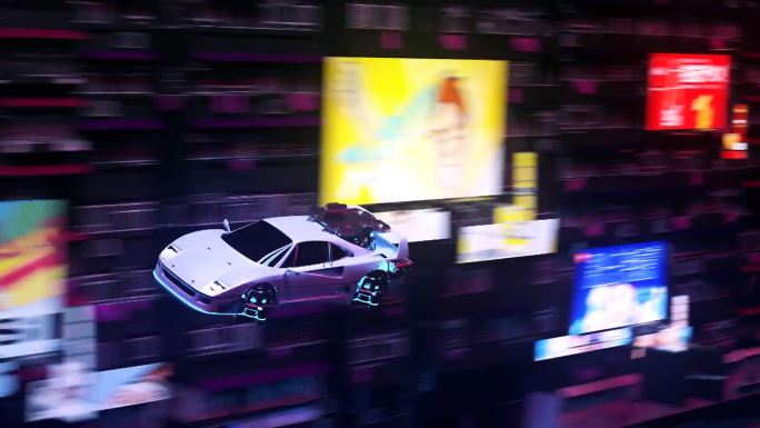 无限循环的飞行汽车舞台背景视频