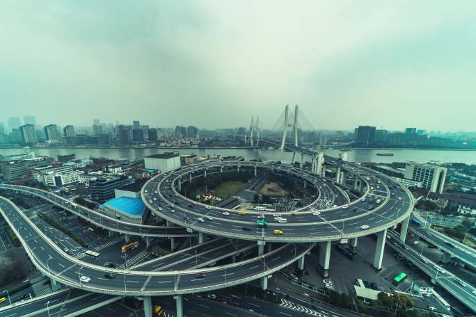 上海延时城市桥车流南浦大桥