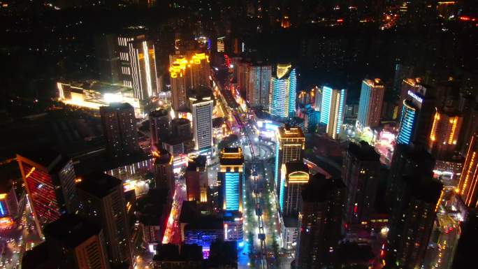 重庆夜景城市航拍建筑宣传片头
