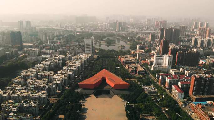 4K武汉航拍武昌首义公园广场纪念馆