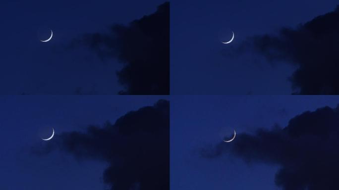 4K乌云飘过夜空的月亮01