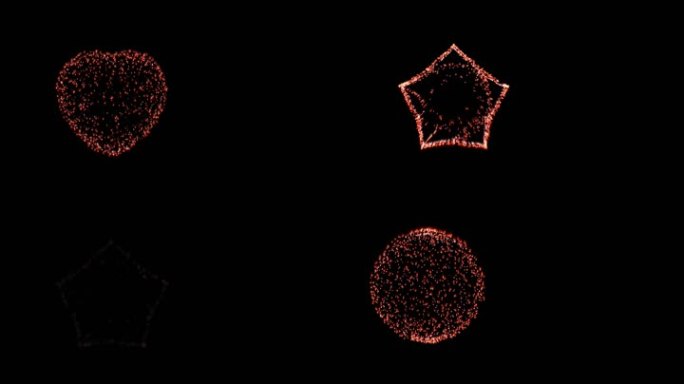 红心五角星圆圈粒子绽放
