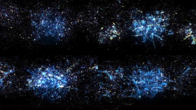 4K空间彩色粒子摆动星光闪耀星空背景素材