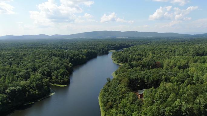 河流湖泊原始森林4k航拍高清视频素材