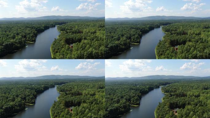 河流湖泊原始森林4k航拍高清视频素材