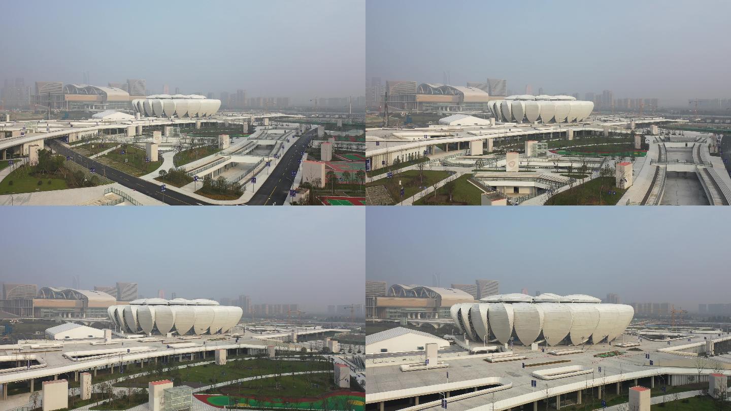 4K原素材-航拍浙江杭州奥体中心体育场