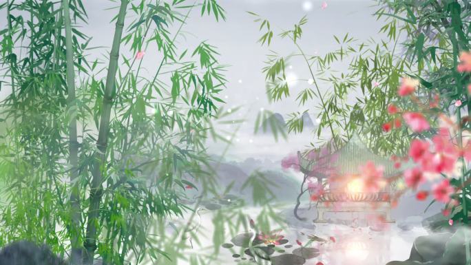 水墨中国风-led舞台背景园林