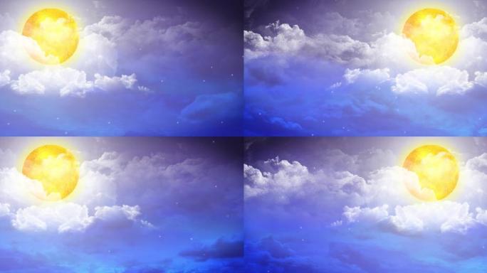 中秋节月亮白云天空LED演出背景视频素材